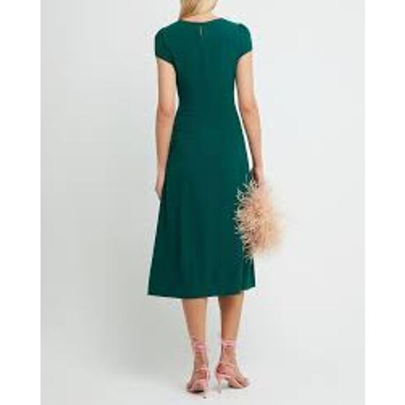 O.p.t Quinn Forrest Green Old Money Vintage Inspired Midi Dress Small - Picture 6 of 9